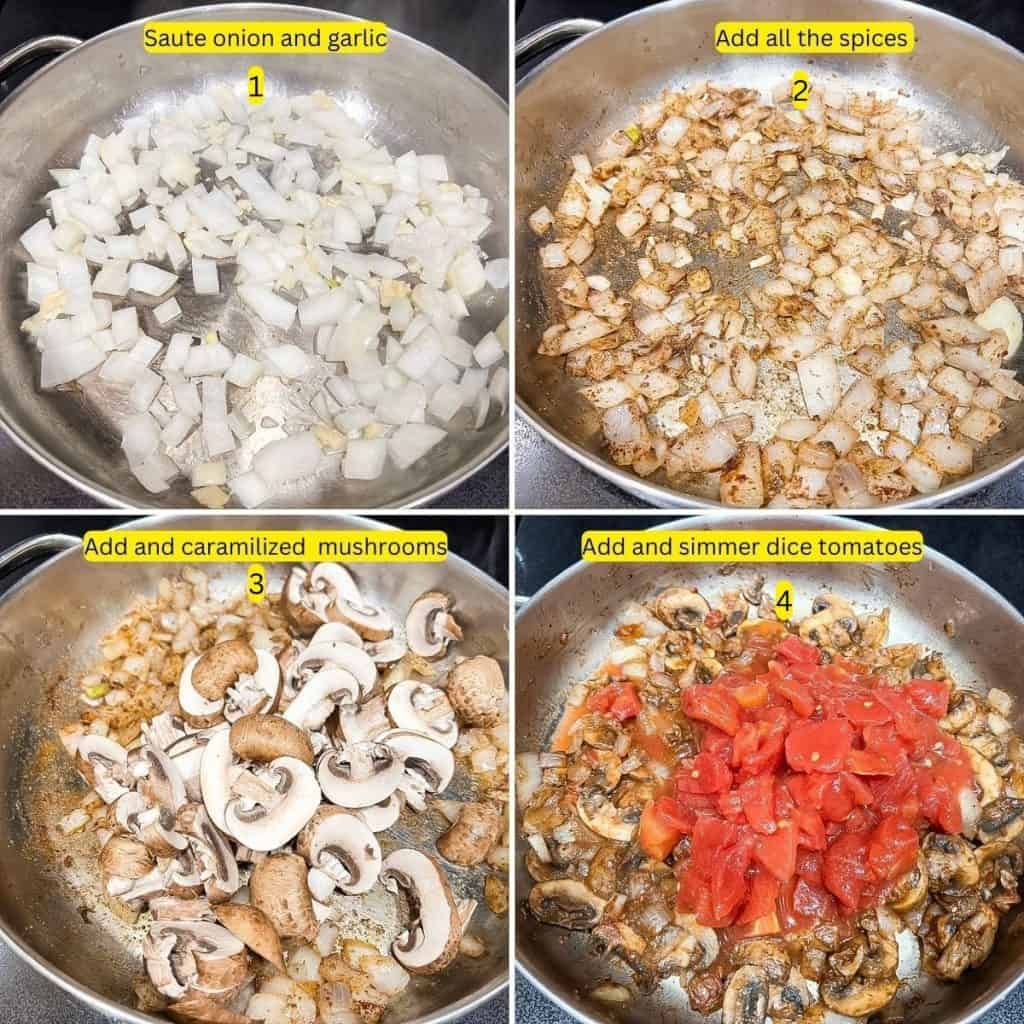 Step by step instructions in making shakshuka.