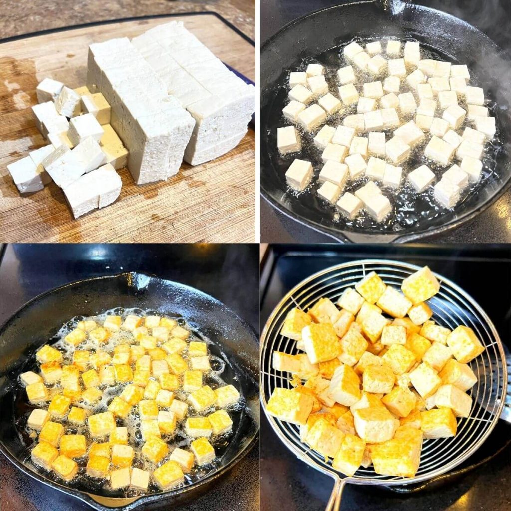 Step by step process of frying tufo