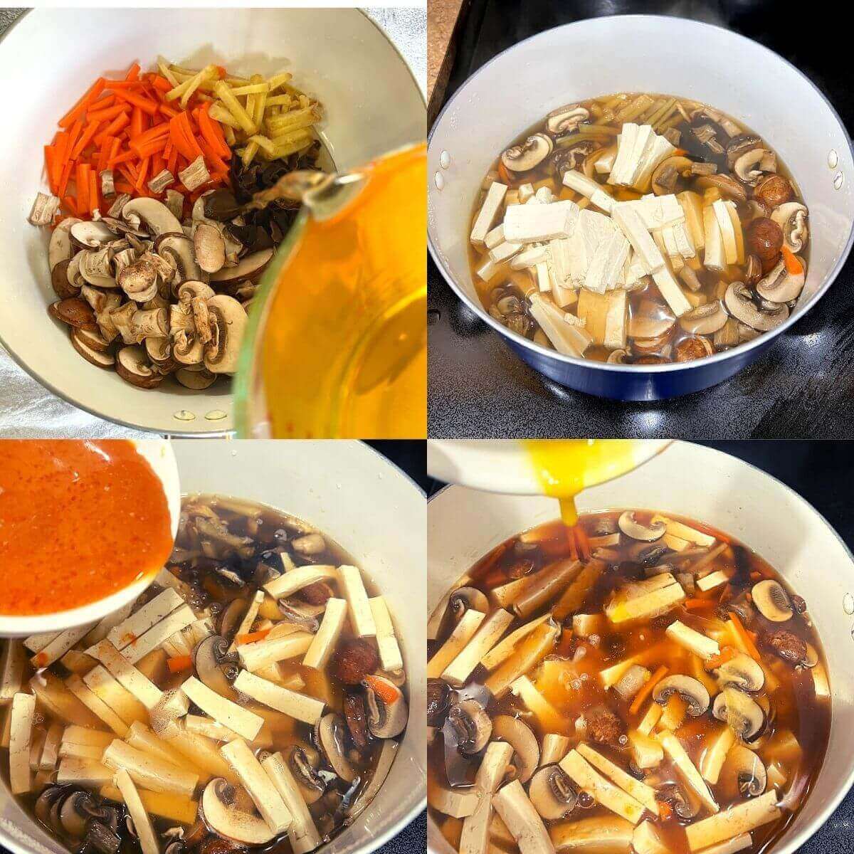 Step by step photos on how to cook hot and sour soup recipe