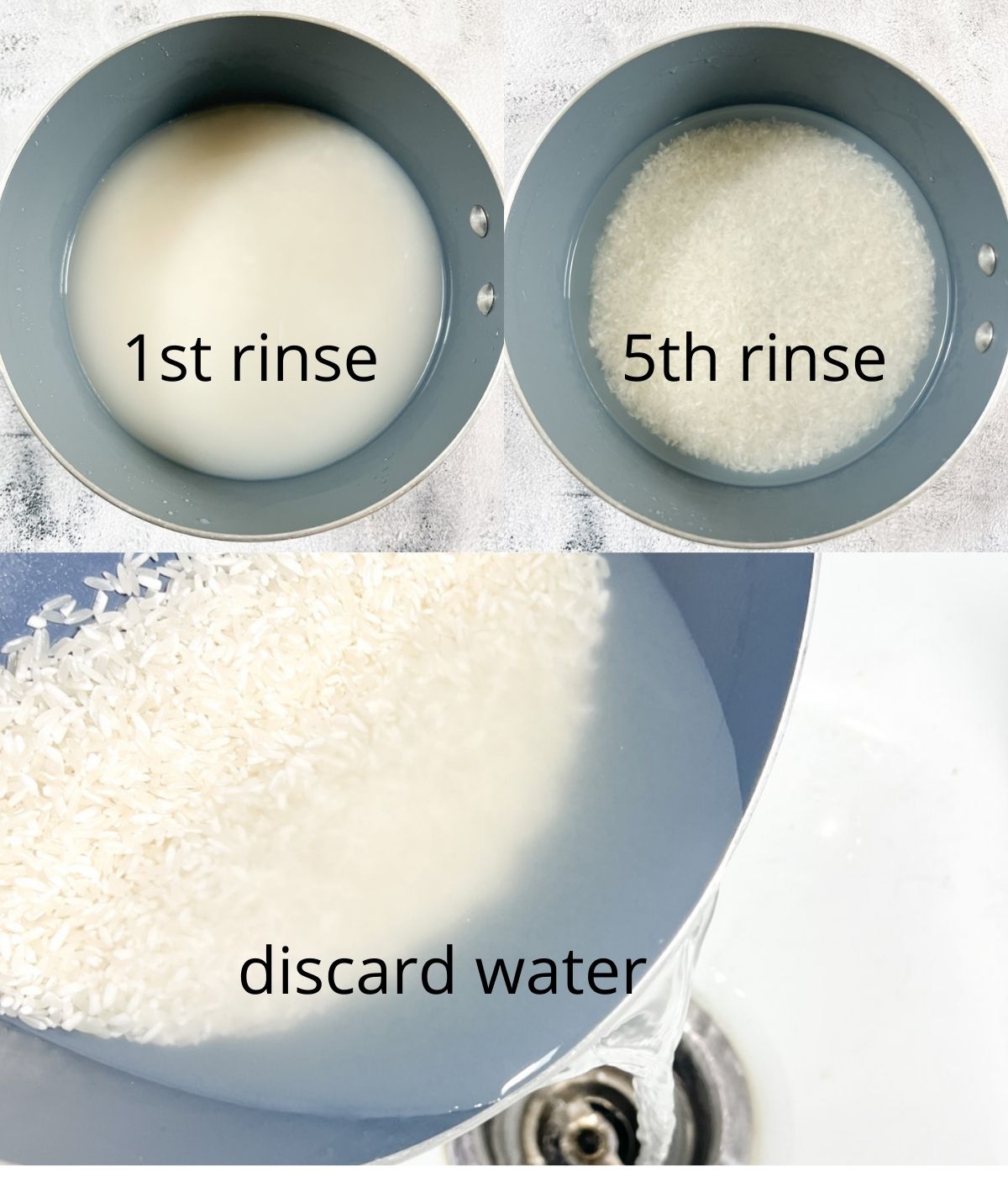 Step by step photo on how to prepare rice cooking.