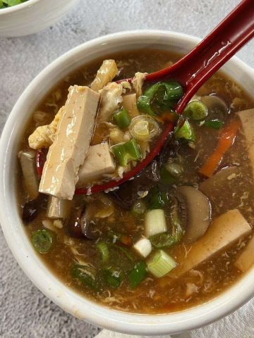 A spoonful of hot and sour soup