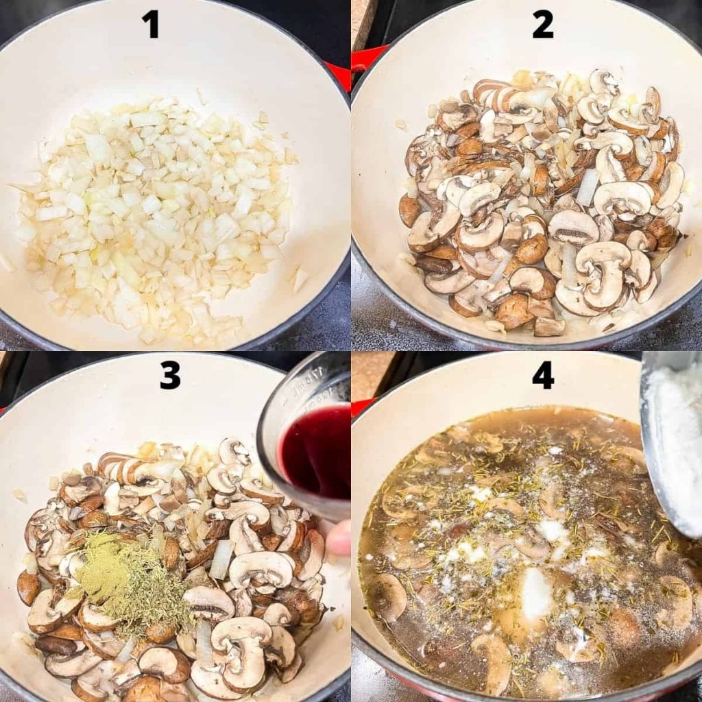 Step by step instructions how to make vegan mushroom soup.