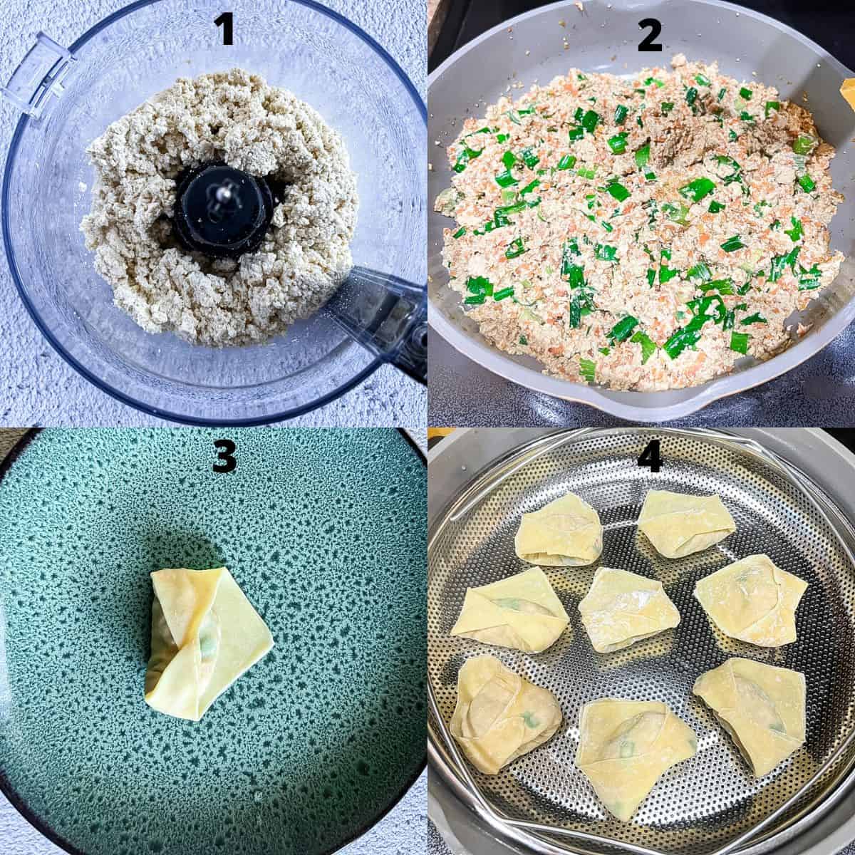 Step by step photos on how to cook delicious tofu dumplings.