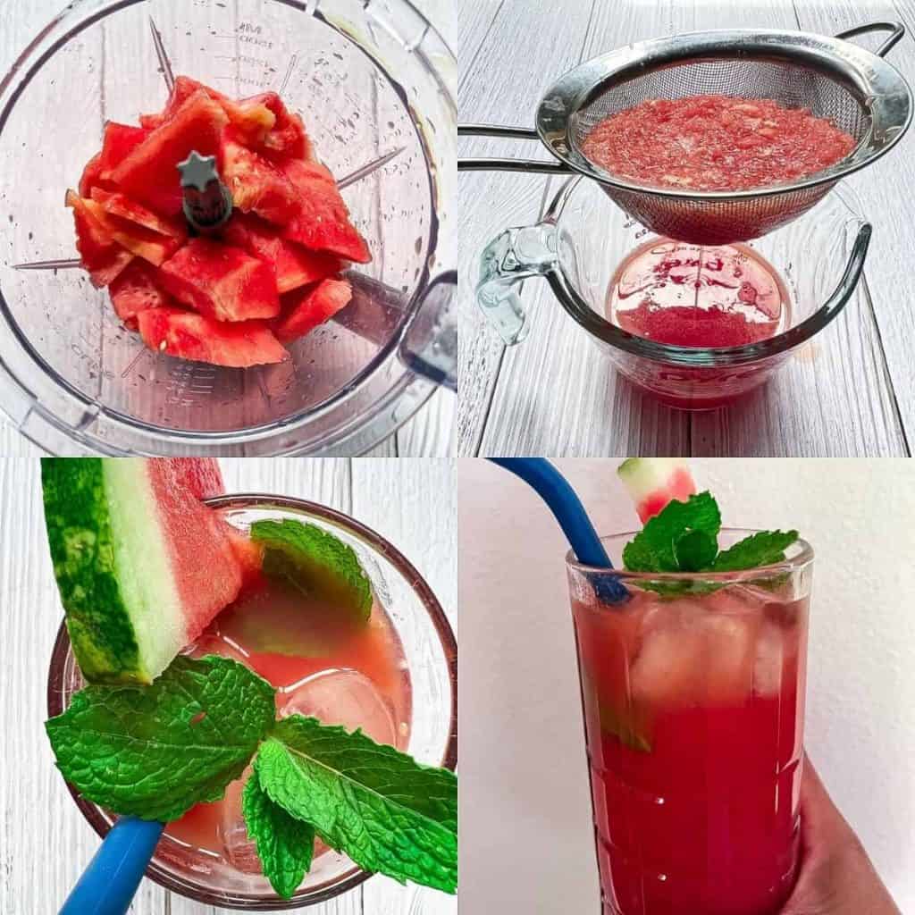 Step by step instructions on how to make watermelon refresher.
