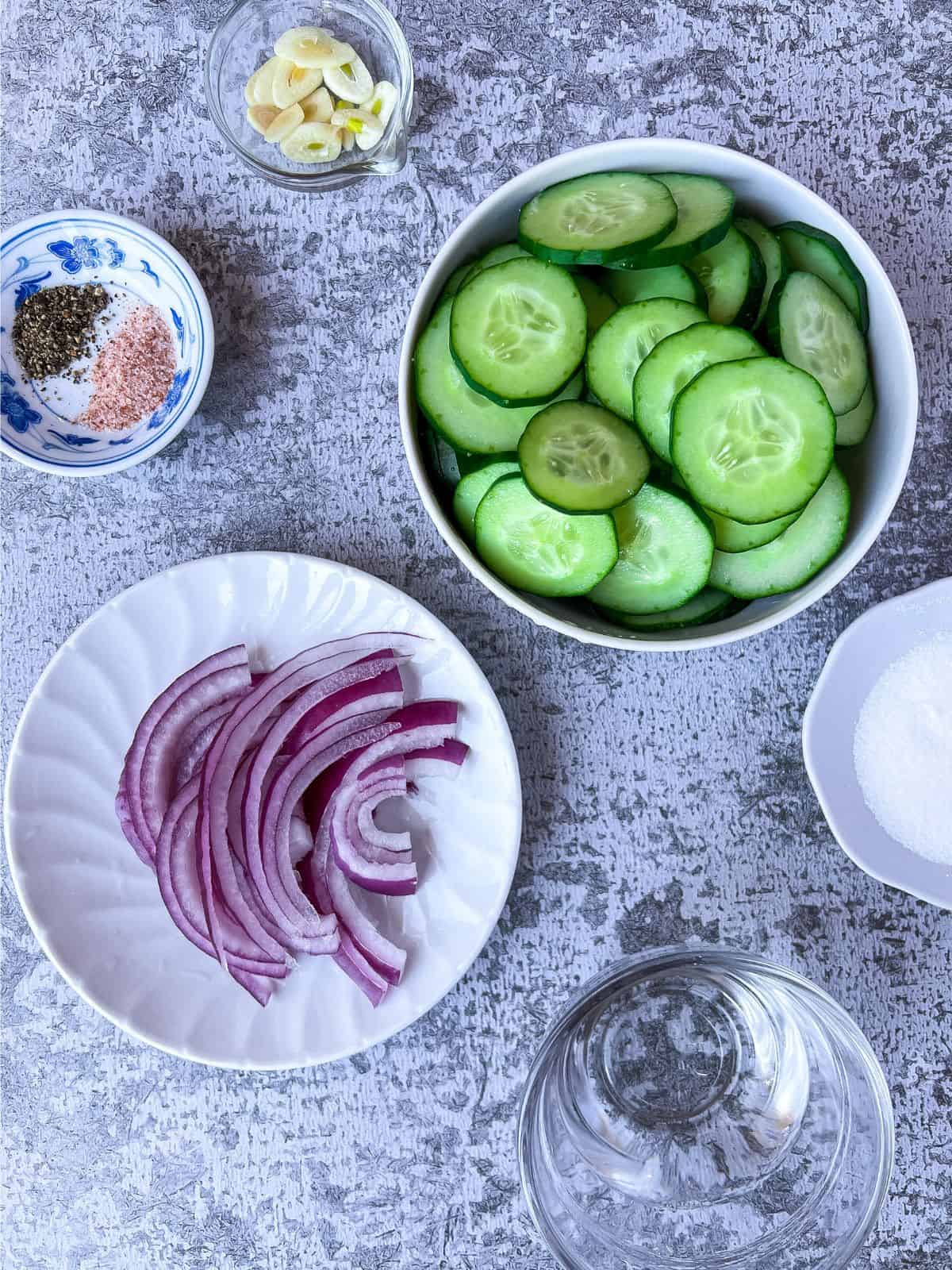 Ingredients for cucumber salad.