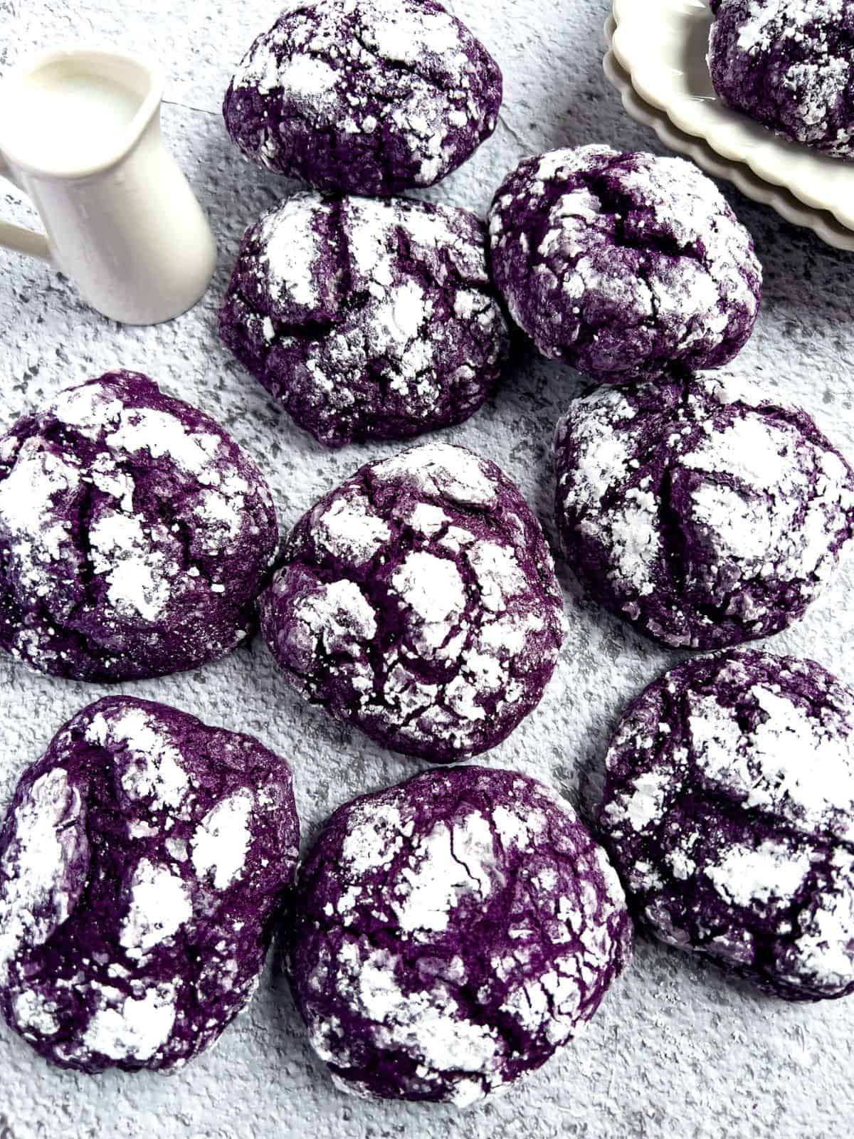 Finish baked ube crinkled cookies.