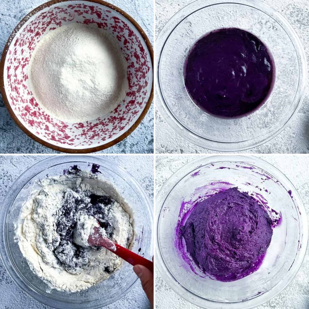 Step by step instructions on how to make ube crinkles.
