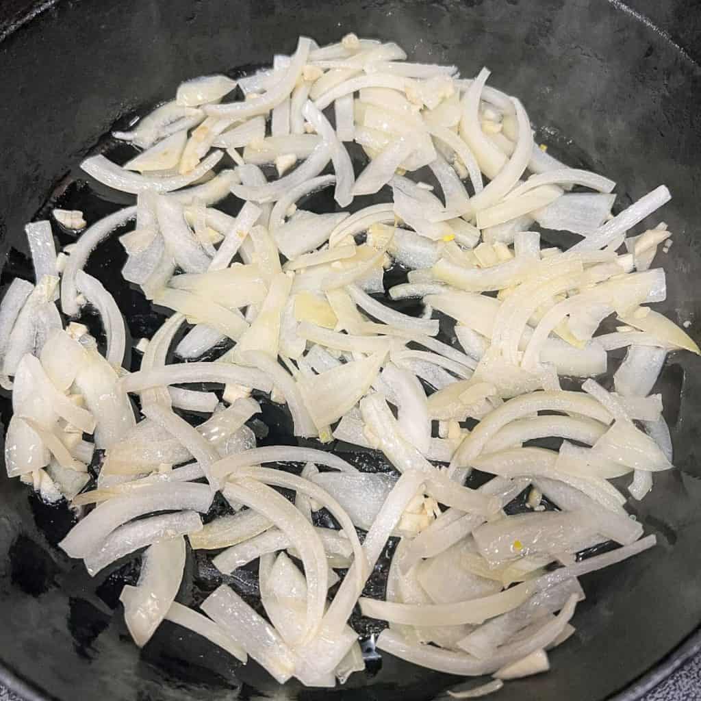 Saute onion and garlic.
