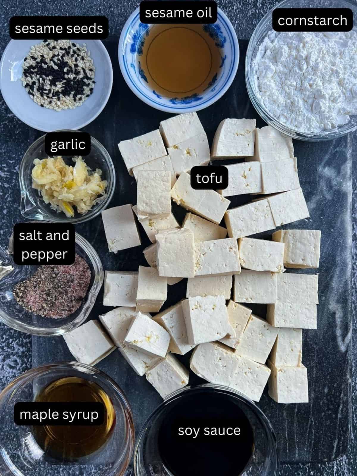 Ingredients for making this tofu dish.
