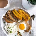 Filipino's favorite breakfast, tuyo, fried banana, fried, egg, and rice.