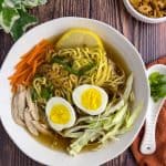Finish dish of mami soup in a bowl.