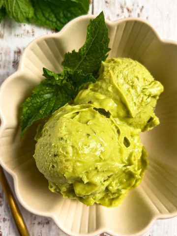 Finish dish of keto avocado ice cream.