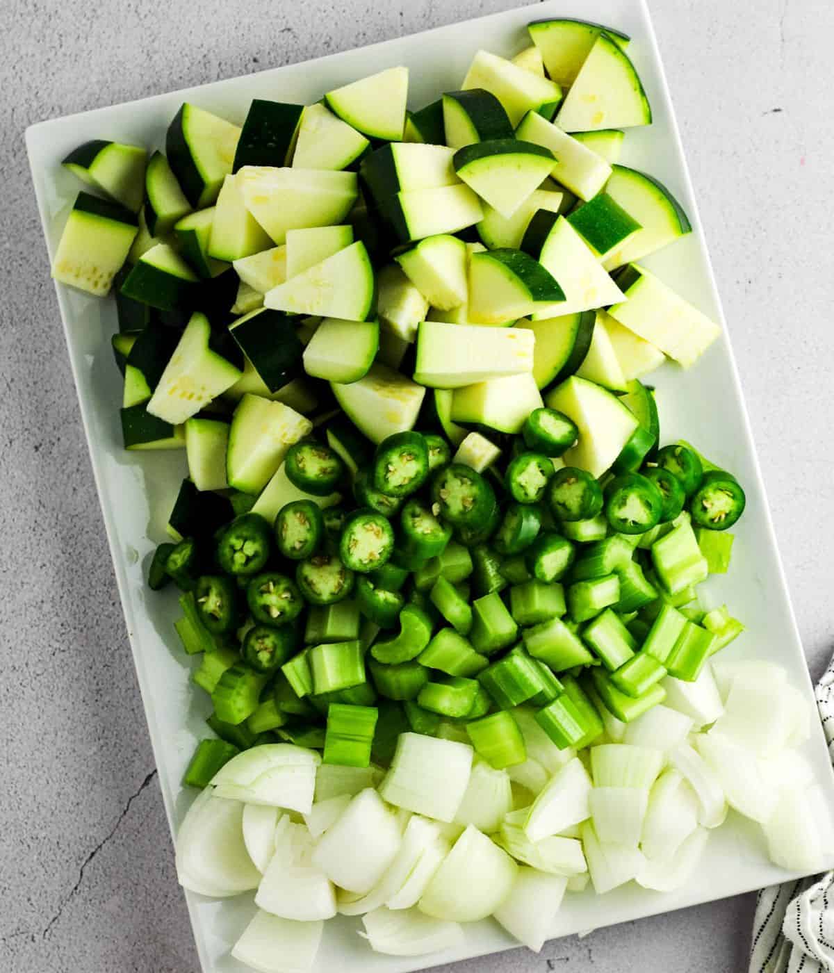 Chopped vegetables for making pickles.