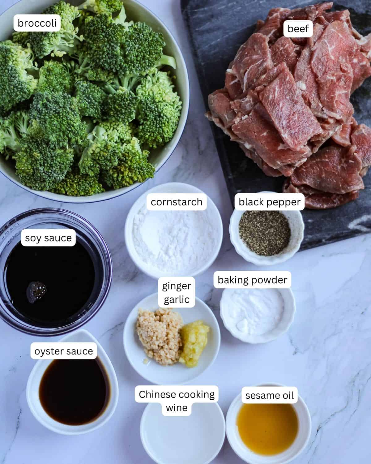 Lists of ingredients for the beef and broccoli panda express.