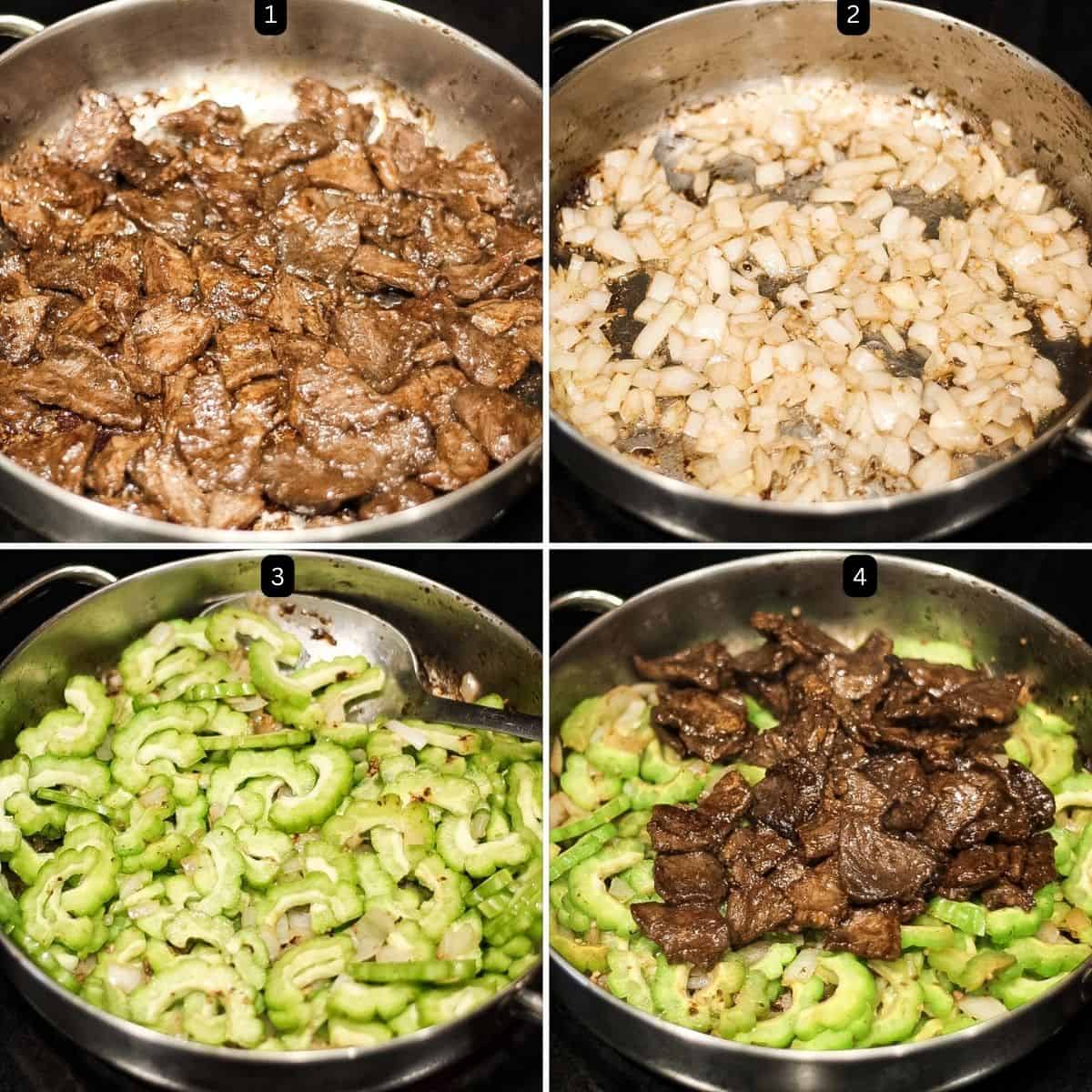 Step by step photos on how to cook ampalaya con carne.