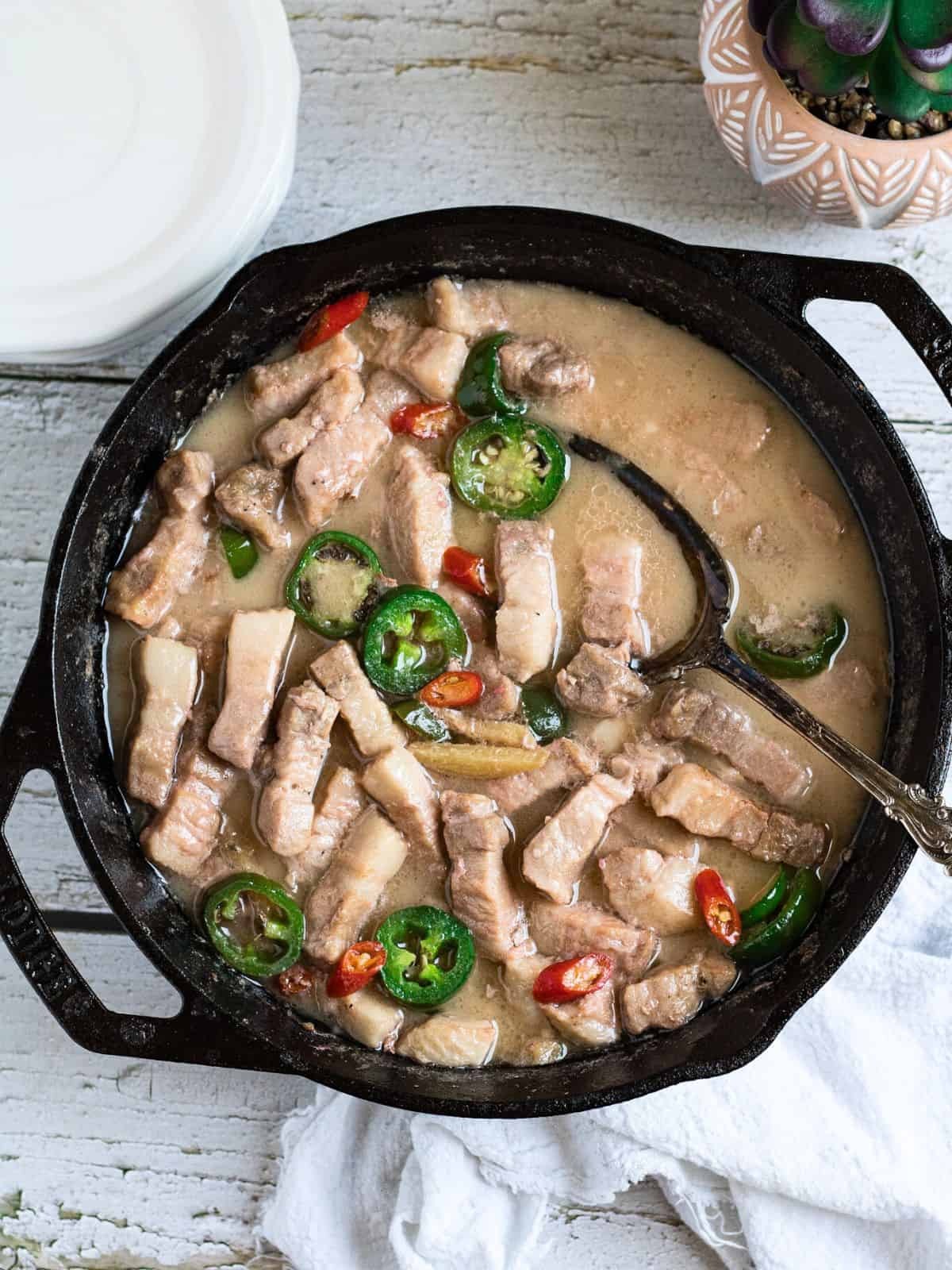 Finish dish of bicol express in a skillet.