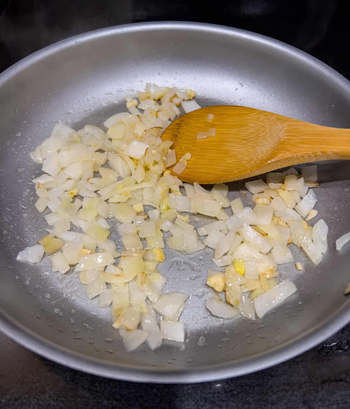 Cooking onion and garlic.